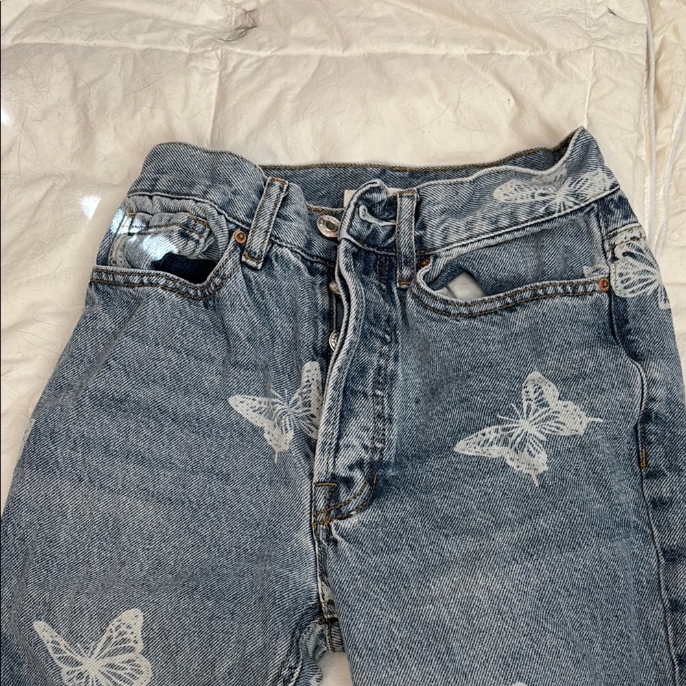 PacSun Blue High Rise Butterfly Jeans